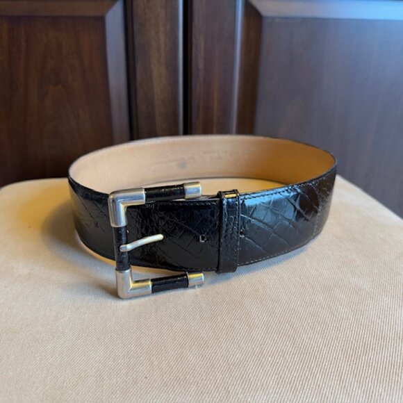 Vintage Phoebe Calfskin‎ Italian Leather Wide Belt Size S - Picture 1 of 7